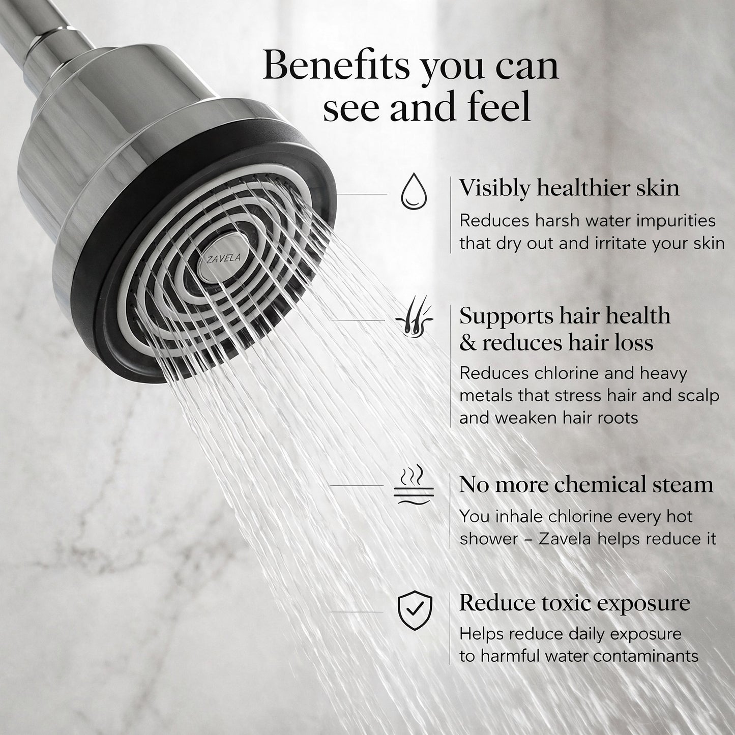 Zavela Rain - Filtered Rain Shower Head